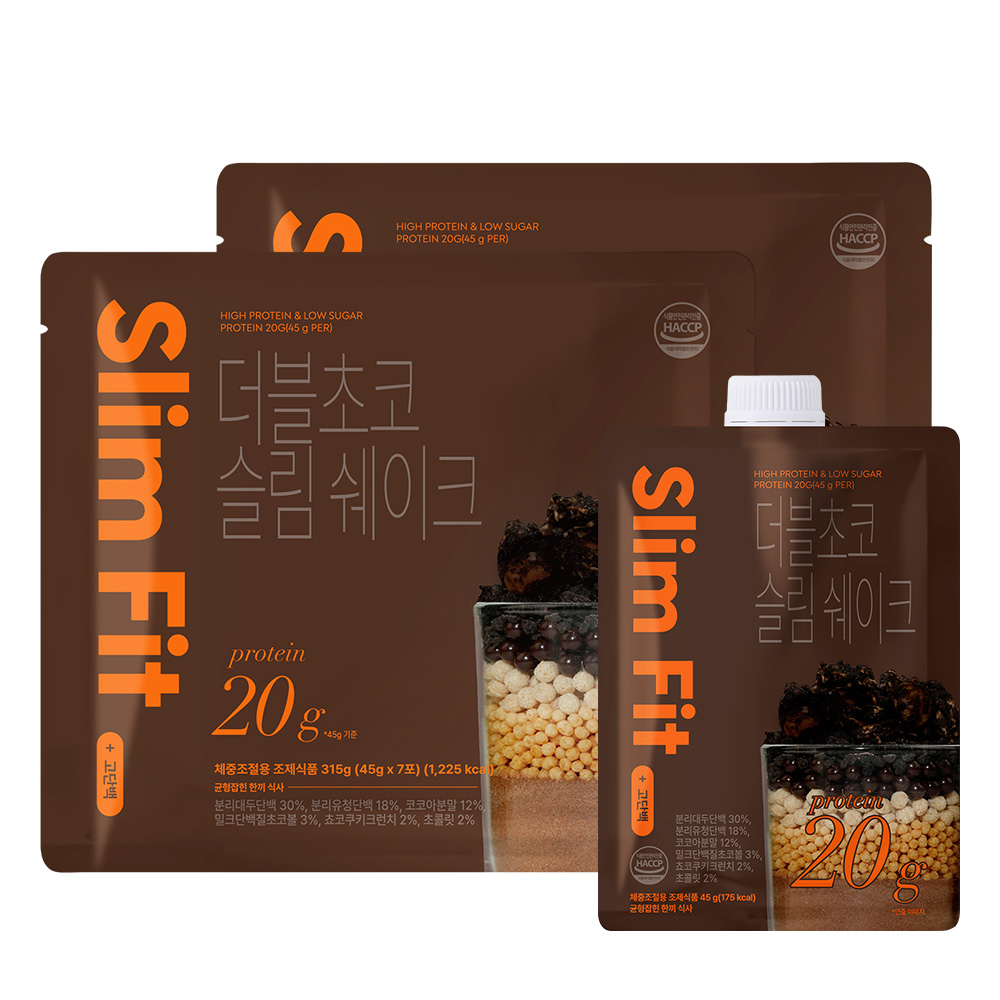 익스트림 단백질 20g 슬림쉐이크, 더블초코, 45g, 7포, 2세트