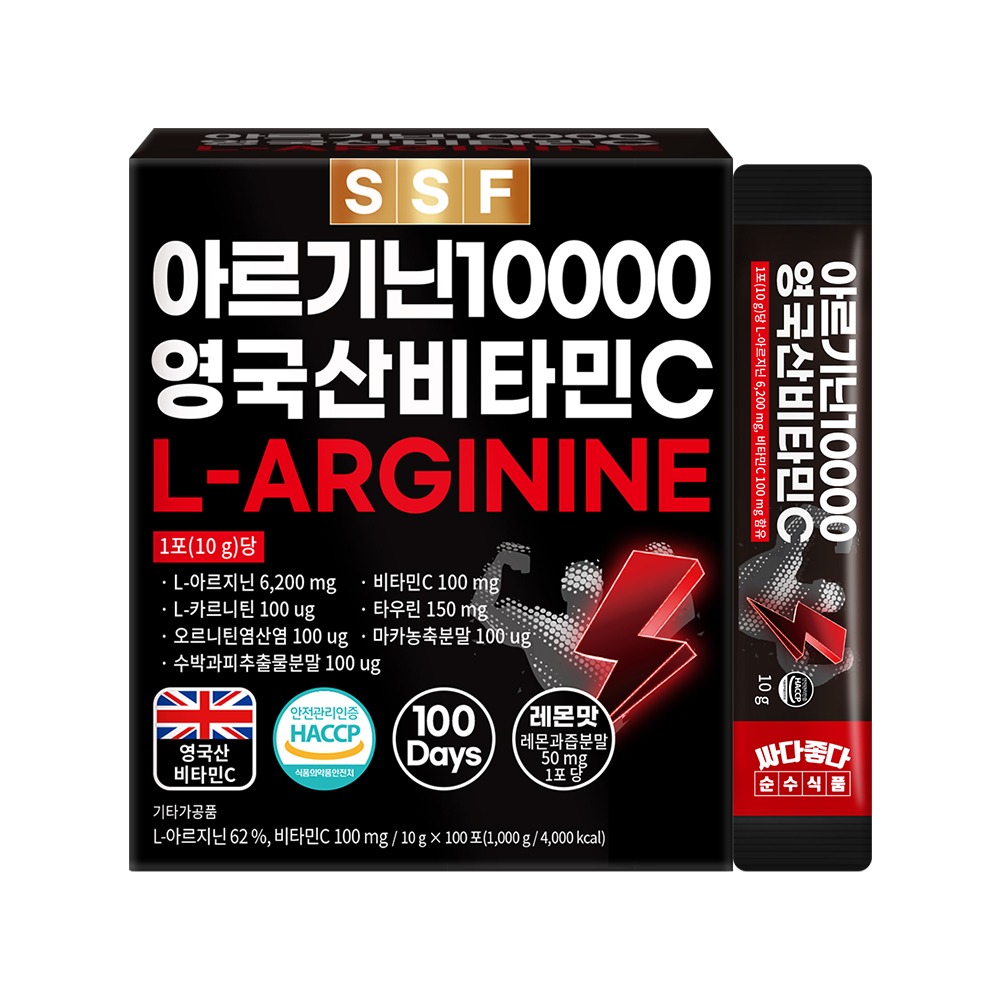 순수식품 아르기닌 10000 영국산 비타민C, 100포, 1박스