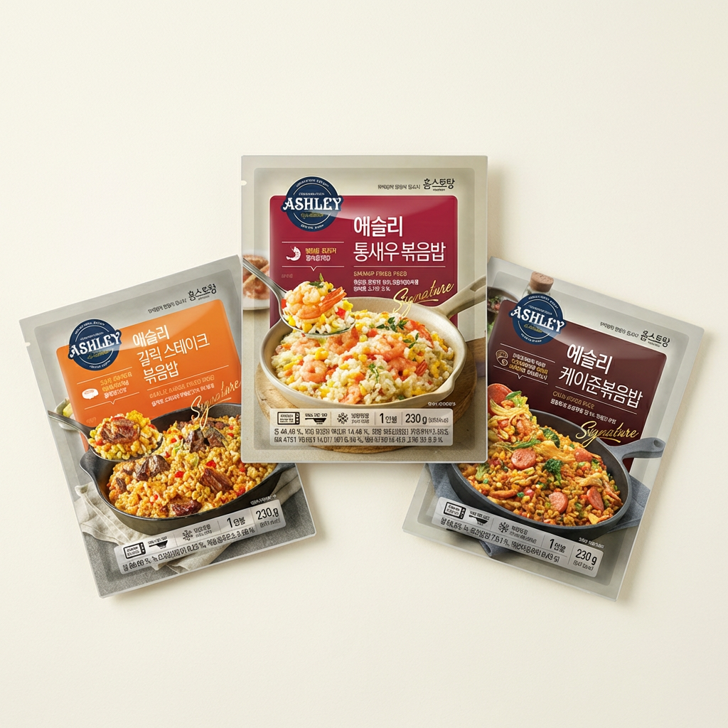 애슐리 볶음밥, 갈릭스테이크 230g 2봉 + 케이준 230g 2봉 + 통새우 230g 2봉, 6봉