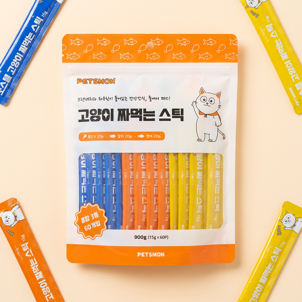 펫츠몬 고양이 짜먹는 스틱, 혼합맛, 15g, 2세트, 1개