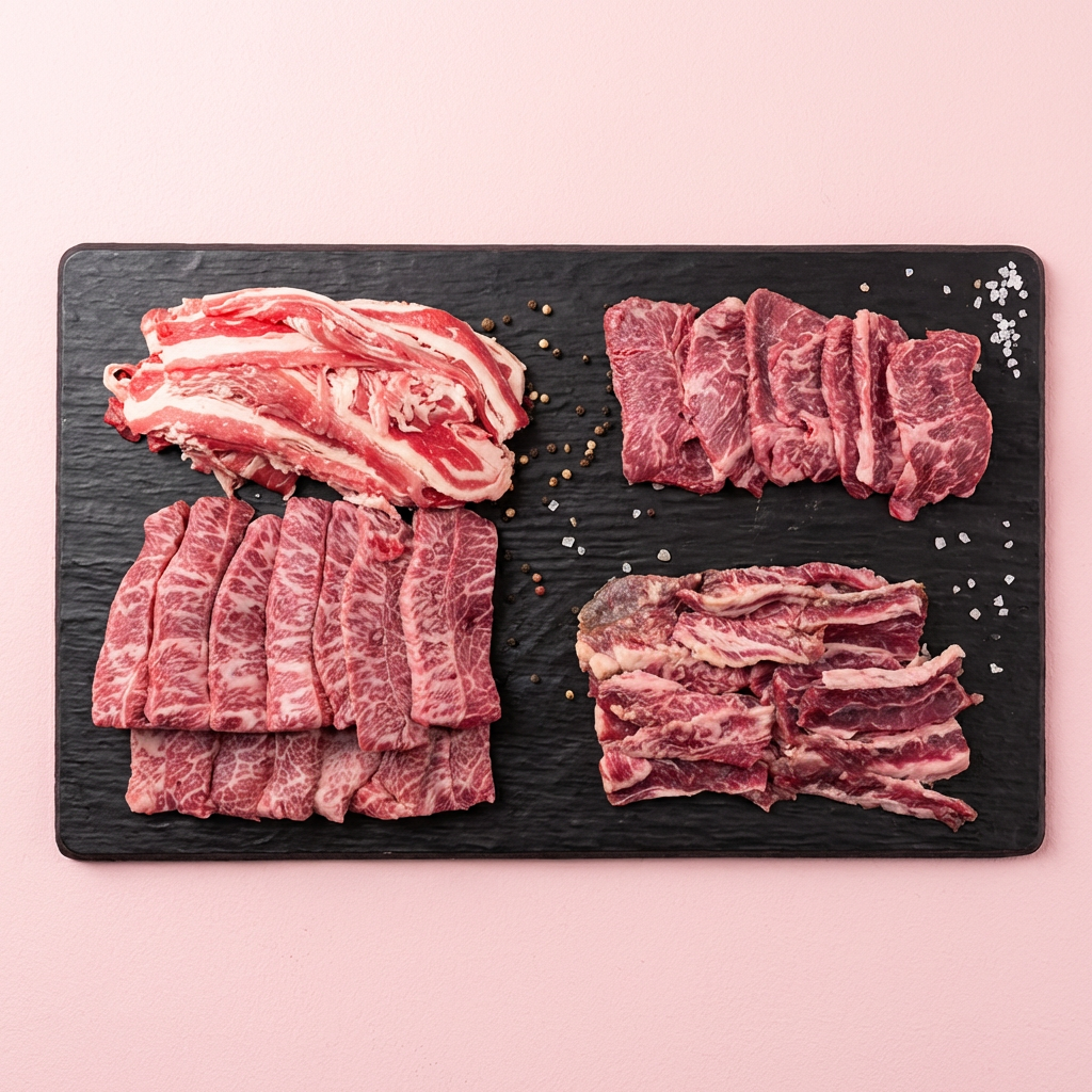 배터지는 소고기 한판 세트, 등심살 300g + 살치살 200g + 부채살 200g + 갈비살 200g + 우삼겹 300g, 1.2kg, 1세트