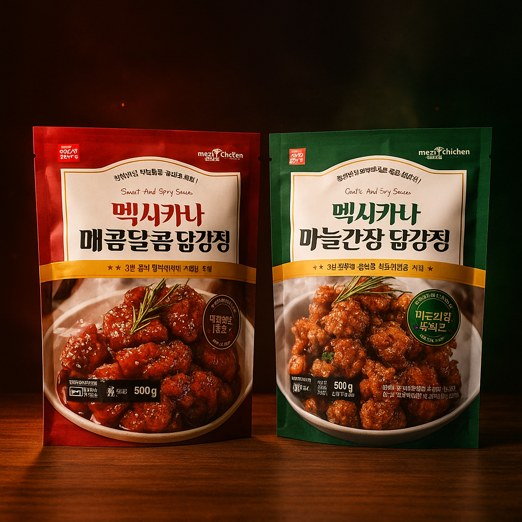 멕시카나 매콤달콤 닭강정, 500g, 2개 + 마늘간장 닭강정, 500g, 1개