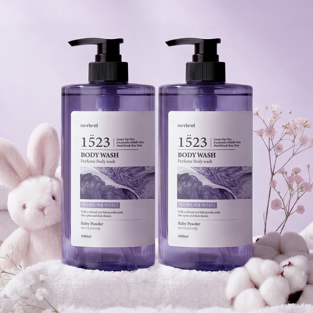 메르헨트 퍼퓸 대용량 바디워시, 베이비파우더향, 1L, 2개