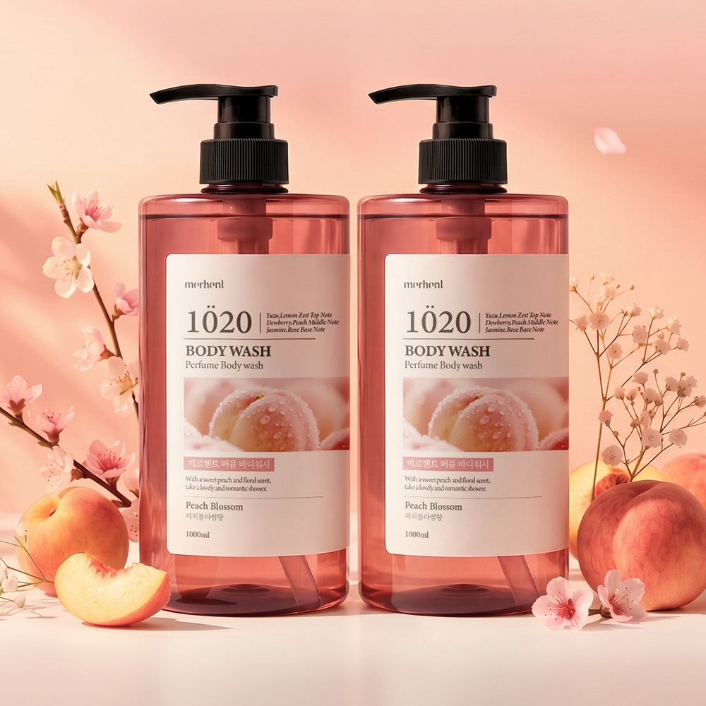 메르헨트 퍼퓸 대용량 바디워시, 피치블라썸향, 1L, 2개