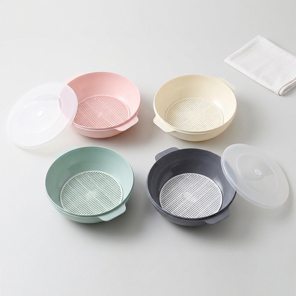 가쯔 쿡스 전자레인지 찜기, 다크그레이, 1L, 2개