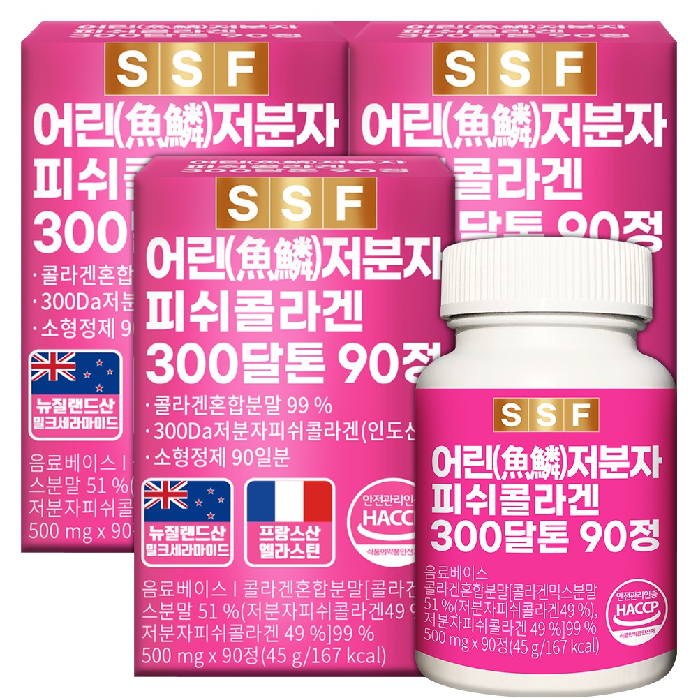 순수식품 300달톤 저분자 피쉬 콜라겐, 90정, 3박스