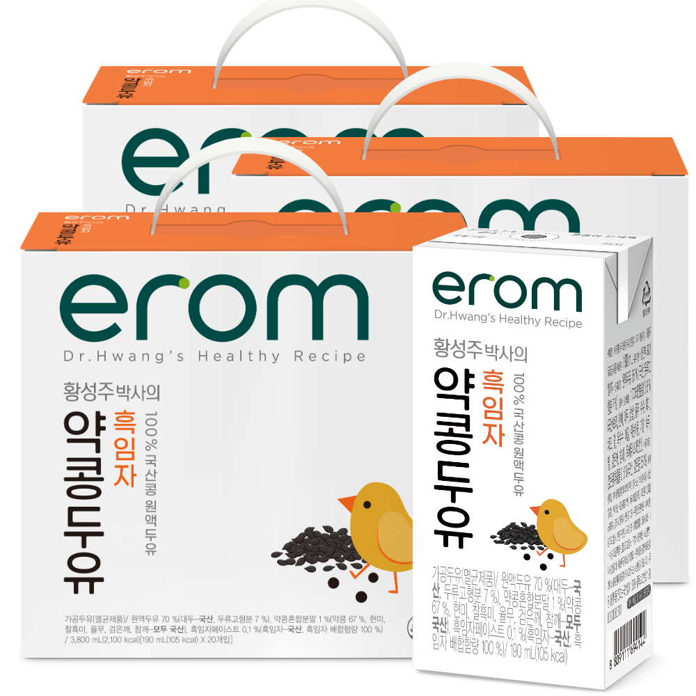 이롬 국산약콩두유 흑임자, 190ml, 60개