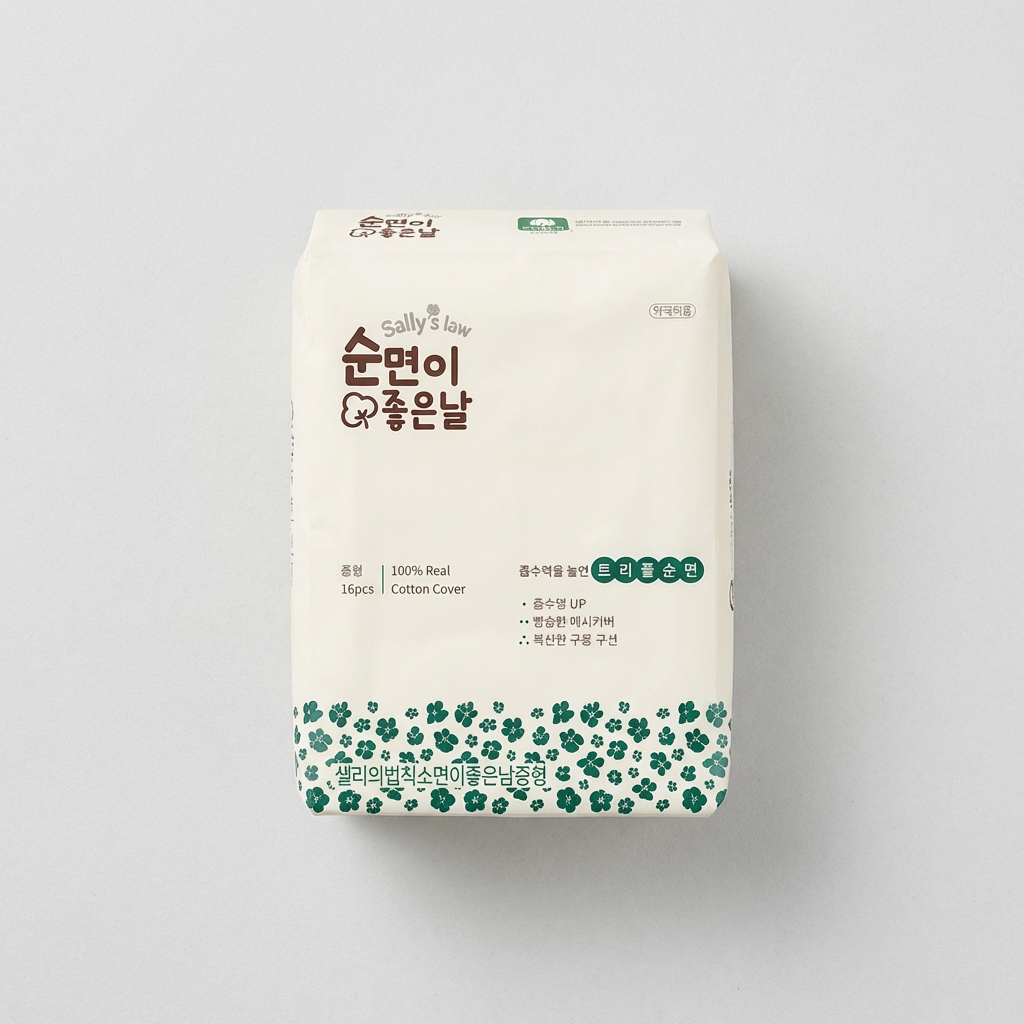 샐리의법칙 트리플 순면이좋은날 생리대, 중형, 16매, 5팩