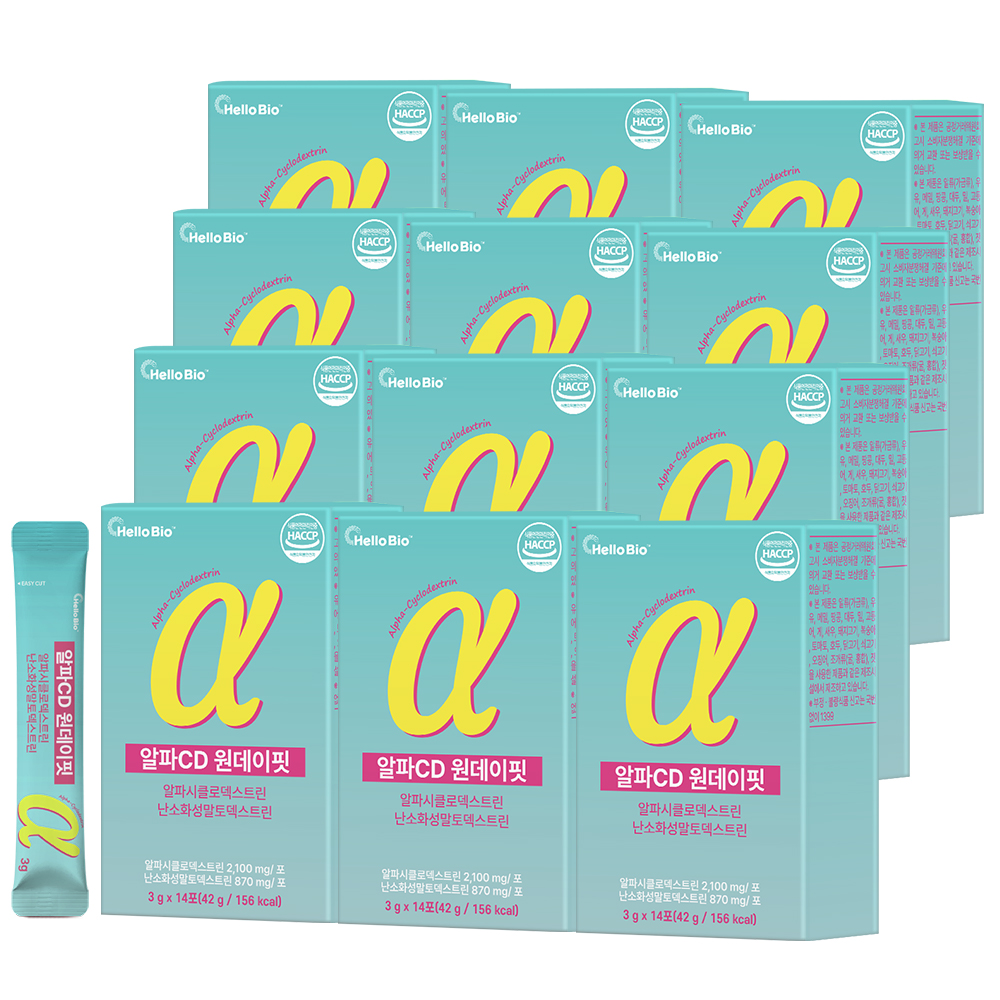 헬로바이오 알파CD 원데이핏 알파시글로덱스트린, 3g, 14포, 12개