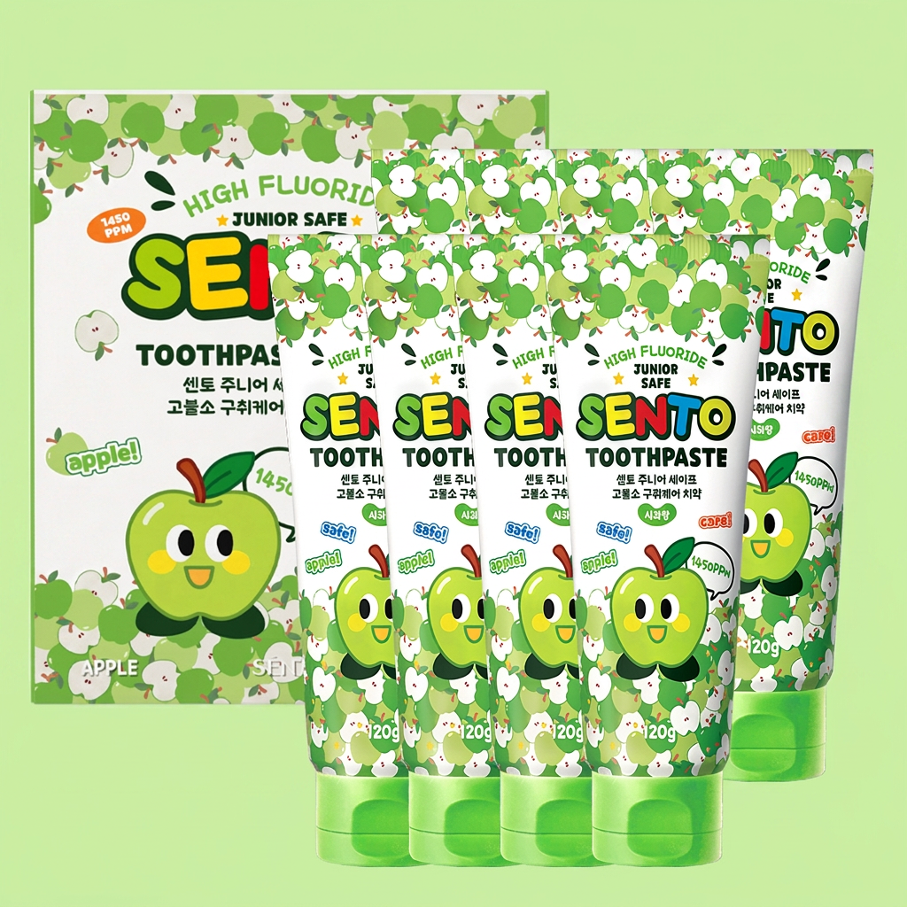 센토 주니어 세이프 고불소 구취케어 치약 사과향, 120g, 8개