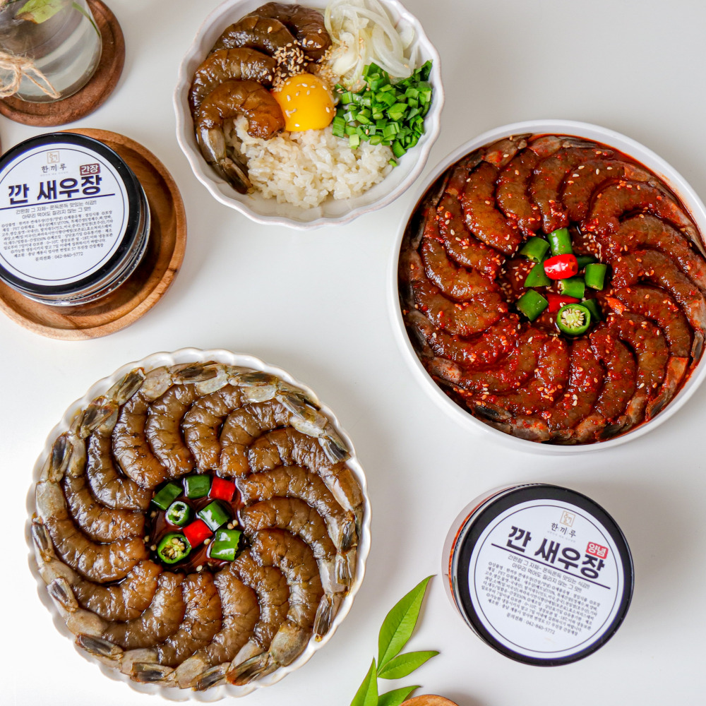 한끼루 깐새우장, 간장 350g 2개 + 양념 350g 1개, 3개