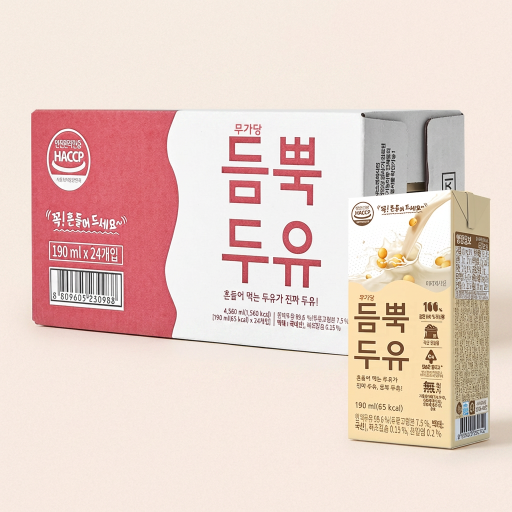 유기농마루 무가당 듬뿍두유, 190ml, 24개