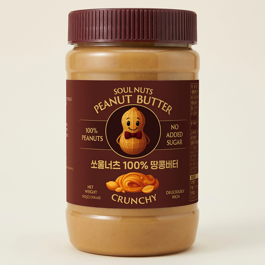 쏘울너츠 100% 땅콩버터 크런치, 500g, 1개