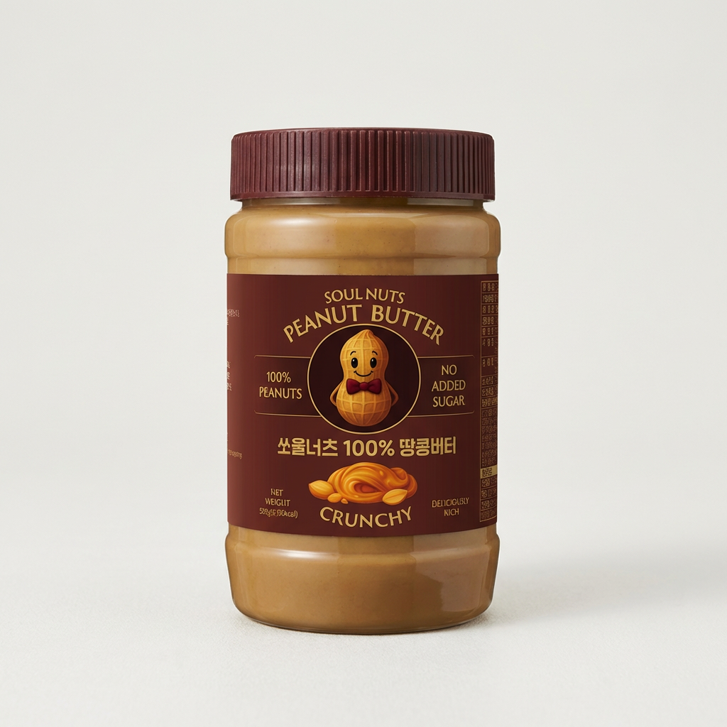 쏘울너츠 100% 땅콩버터 크런치, 500g, 2개